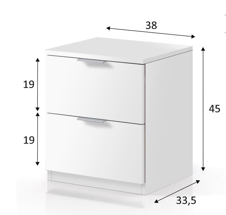 Nina 2 Drawer Bedside Cabinet Artic White