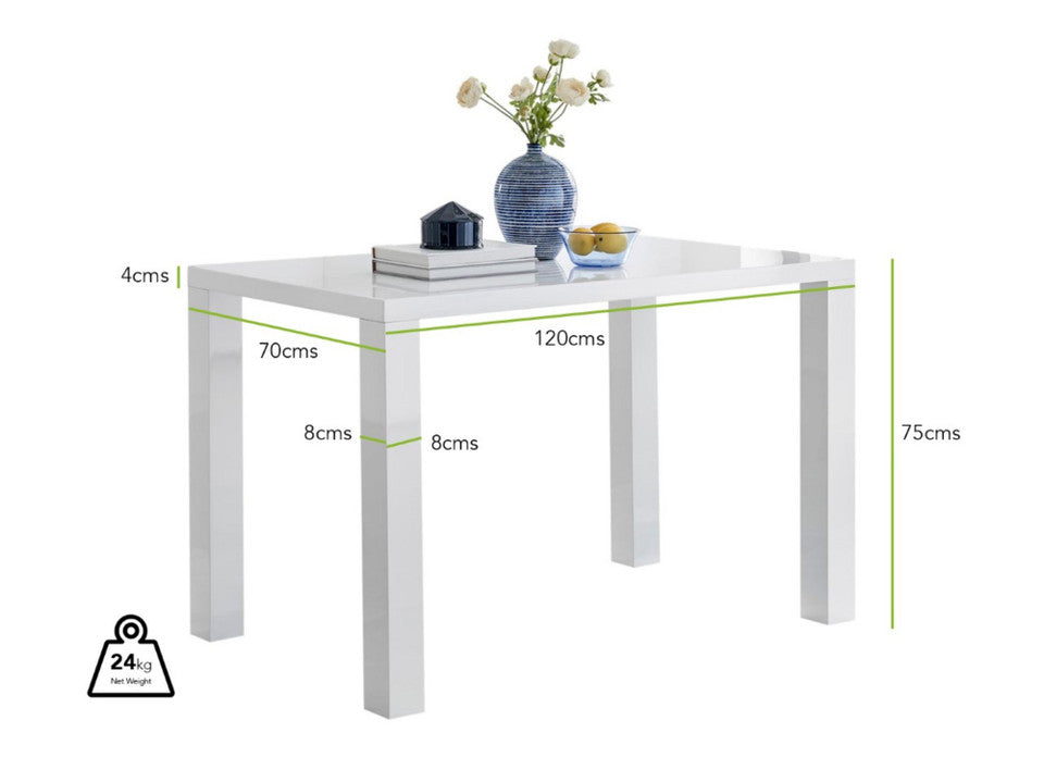Pivero White High Gloss Dining Table and 4 Milan Chairs Set