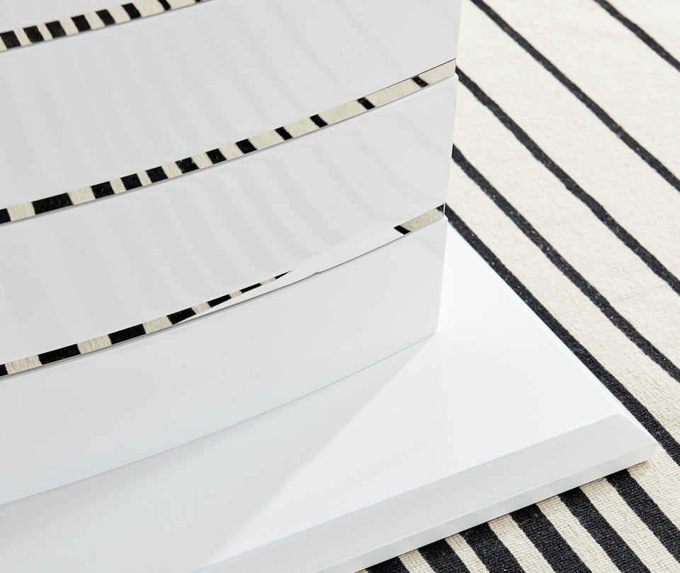 Renato Rectangular Grey and White High Gloss Extending 4-6 Seater Dining Table