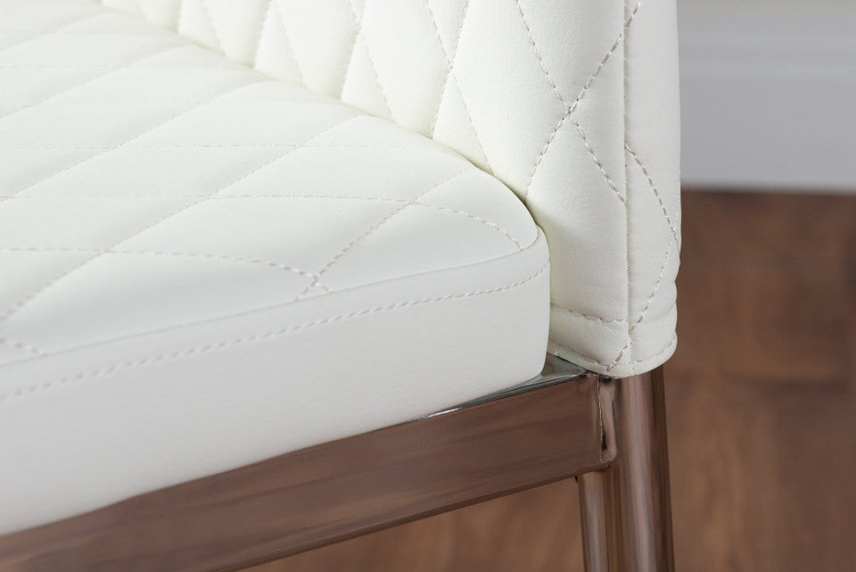 Enna White Glass Extending Dining Table and 4 Milan Chairs