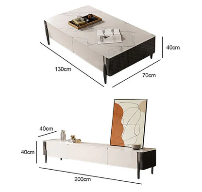 LUOLUO Rectangular Coffee Table With TV Stand