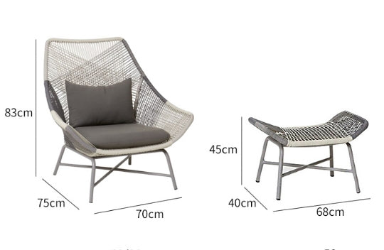 Carmean Rattan Chair and Footstool, Outdoor