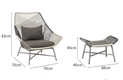 Carmean Rattan Chair and Footstool, Outdoor