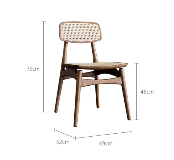 Hans Style Rattan Dining Chair, Light Oak & Walnut For Display