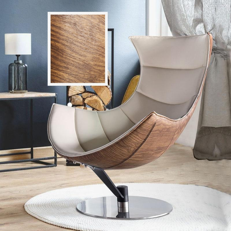 Lobster Lounge Chair With Ottoman, Walnut Texture, Armchair,