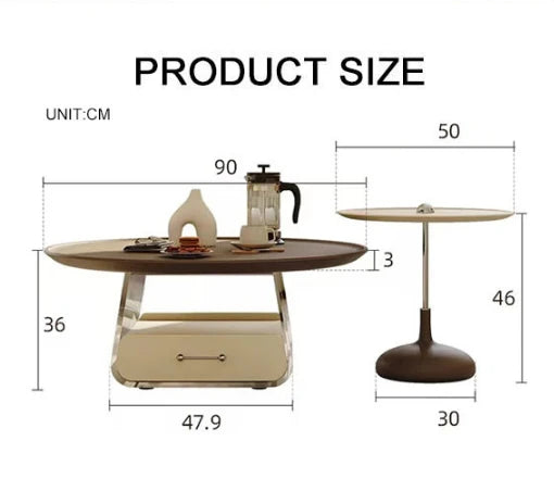 Meral Stylish Coffee Table Set, Stainless Steel