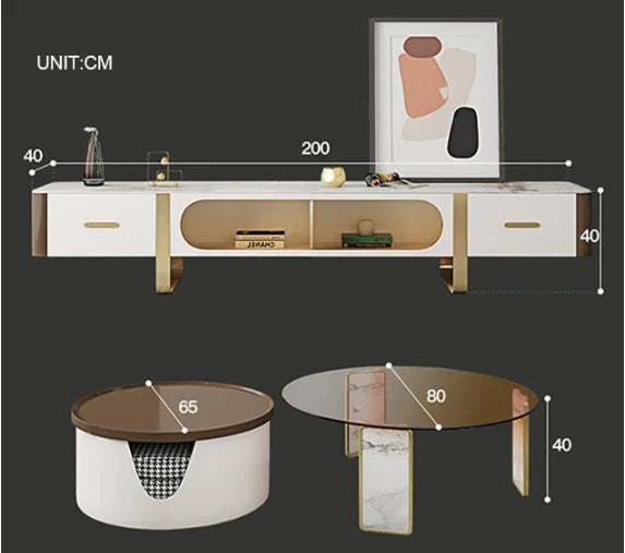 Hopetree White Coffee Table Set With TV Stand