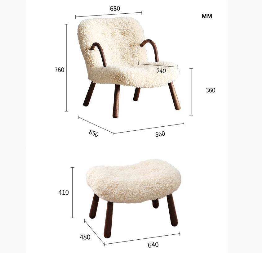 Philip Arc Sheepskin Ottoman (stool only)