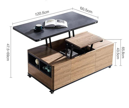 Ruby Lift Top Coffee Table, Multi-Functional Foldable Coffee Table, Walnut & Black