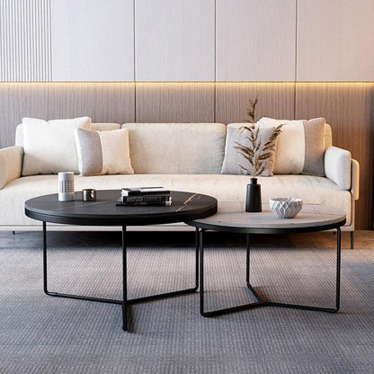 Morden Stone Round Nesting Coffee Table Set