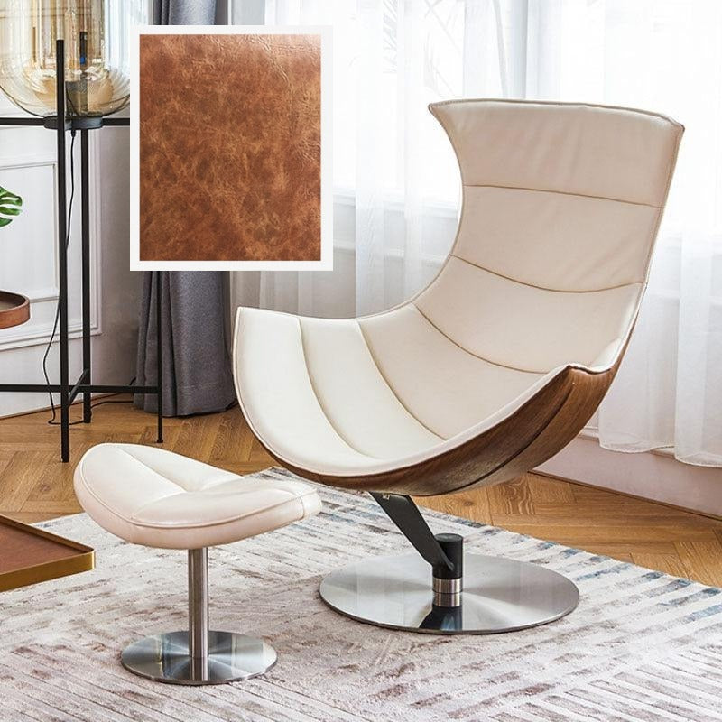 Lobster Lounge Chair With Ottoman, Walnut Texture, Armchair,