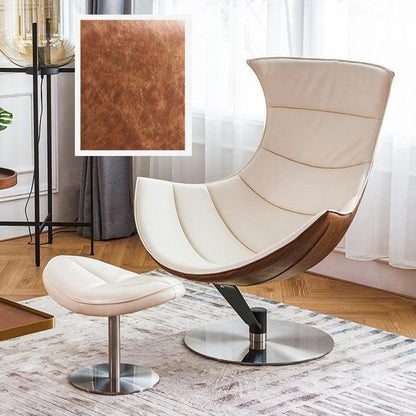 Lobster Lounge Chair With Ottoman, Walnut Texture, Armchair,