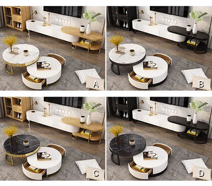 Regalia Coffee Table Set, White & Gold