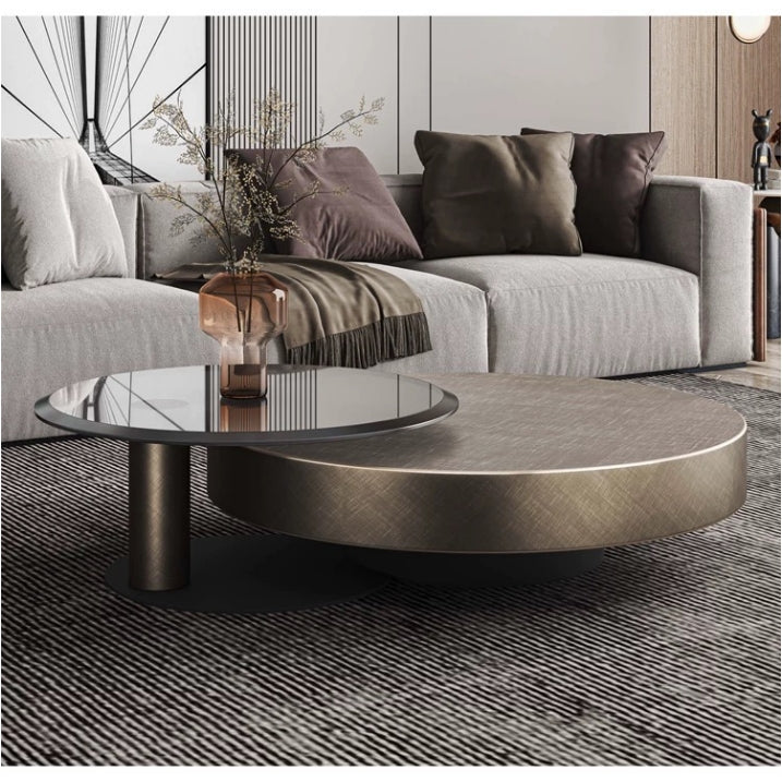 Gold Nesting Coffee Table, With Black Side Table