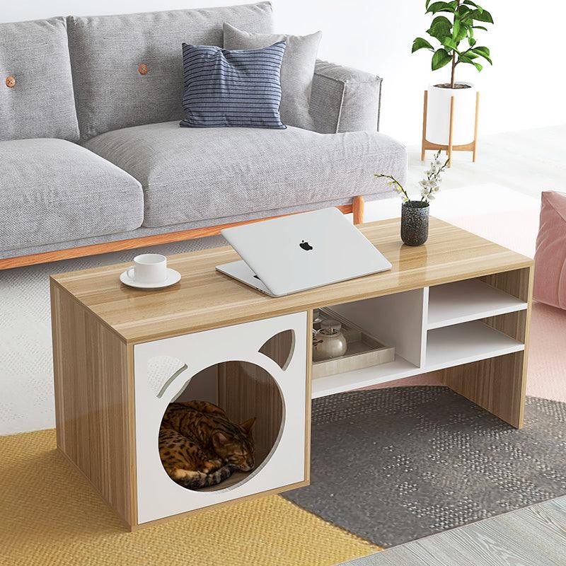 Marioni Coffee Table With Pet House, Wood