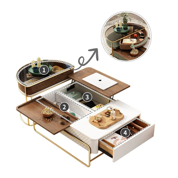 Bagnell Lift Up Coffee Table, Walnut, Extendable Coffee Table