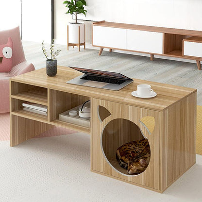Marioni Coffee Table With Pet House, Wood