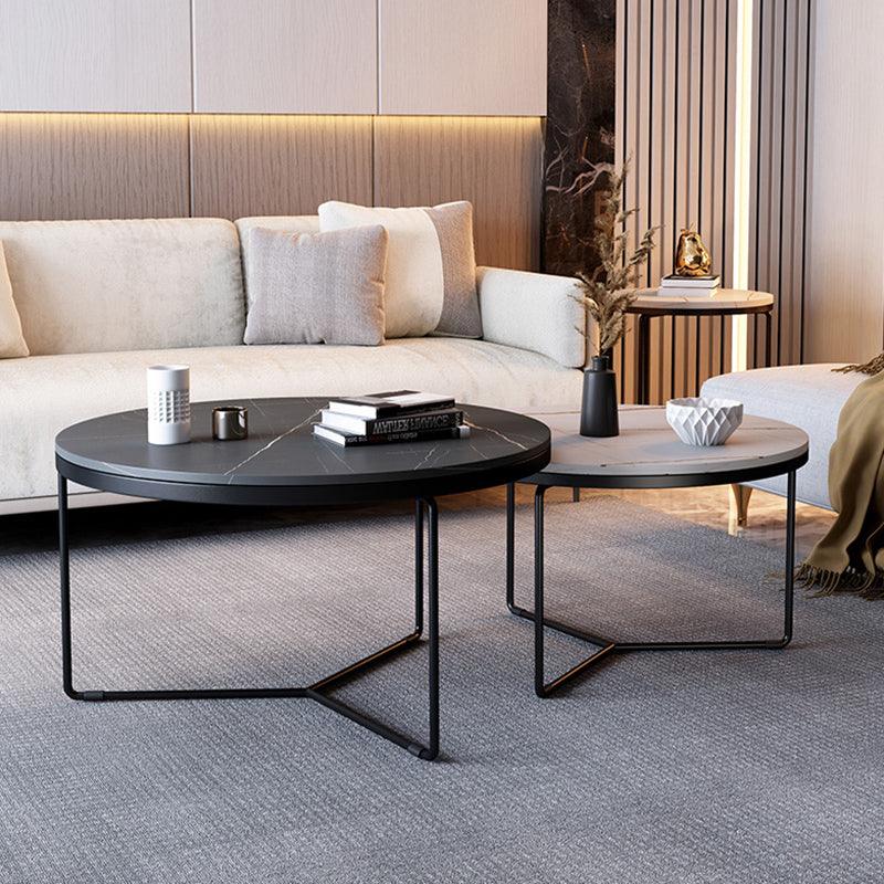 Morden Stone Round Nesting Coffee Table Set
