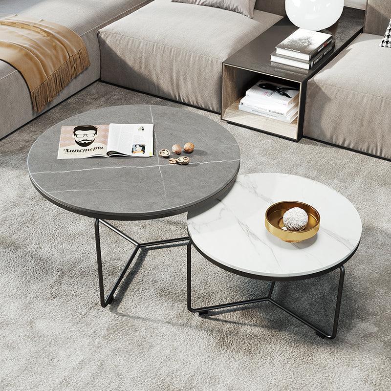Morden Stone Round Nesting Coffee Table Set
