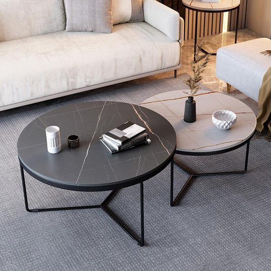 Morden Stone Round Nesting Coffee Table Set