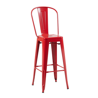 Bistro Pack of 4 30" Red Bar Chairs – Stylish & Durable