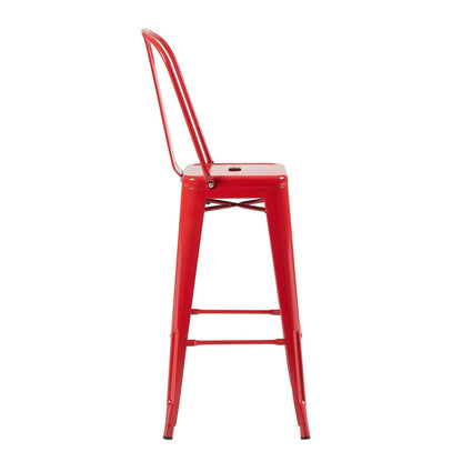 Bistro Pack of 4 30" Red Bar Chairs – Stylish & Durable
