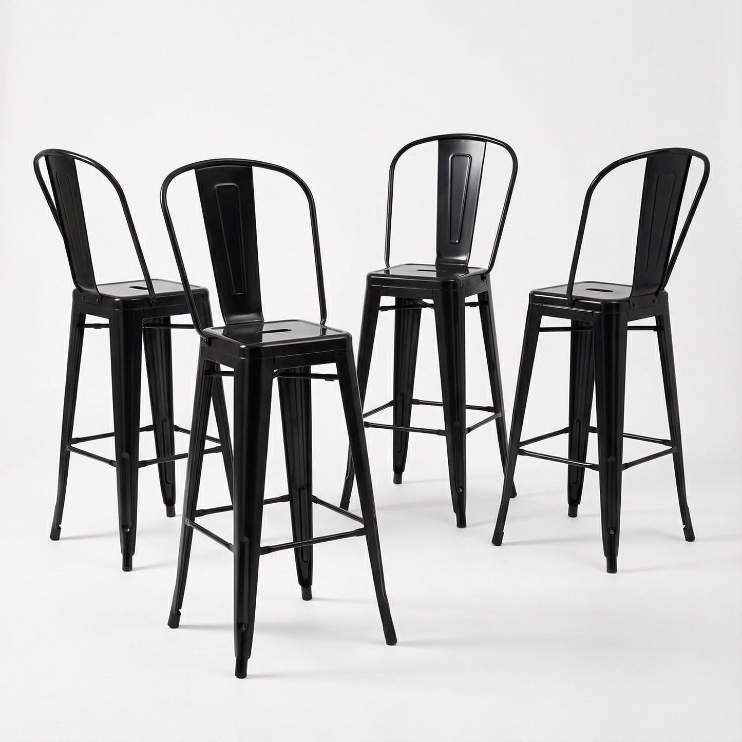 Bistro Pack of 4 30" Black Bar Chairs – Durable & Stylish