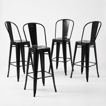 Bistro Pack of 4 30" Black Bar Chairs – Durable & Stylish