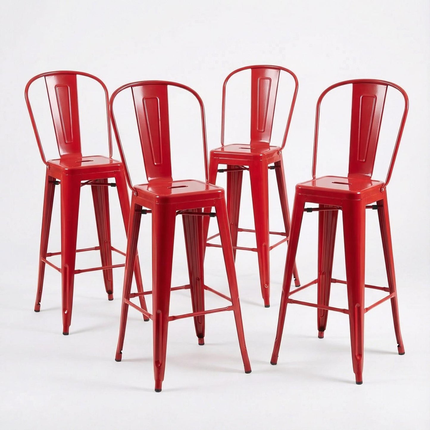 Bistro Pack of 4 30" Red Bar Chairs – Stylish & Durable