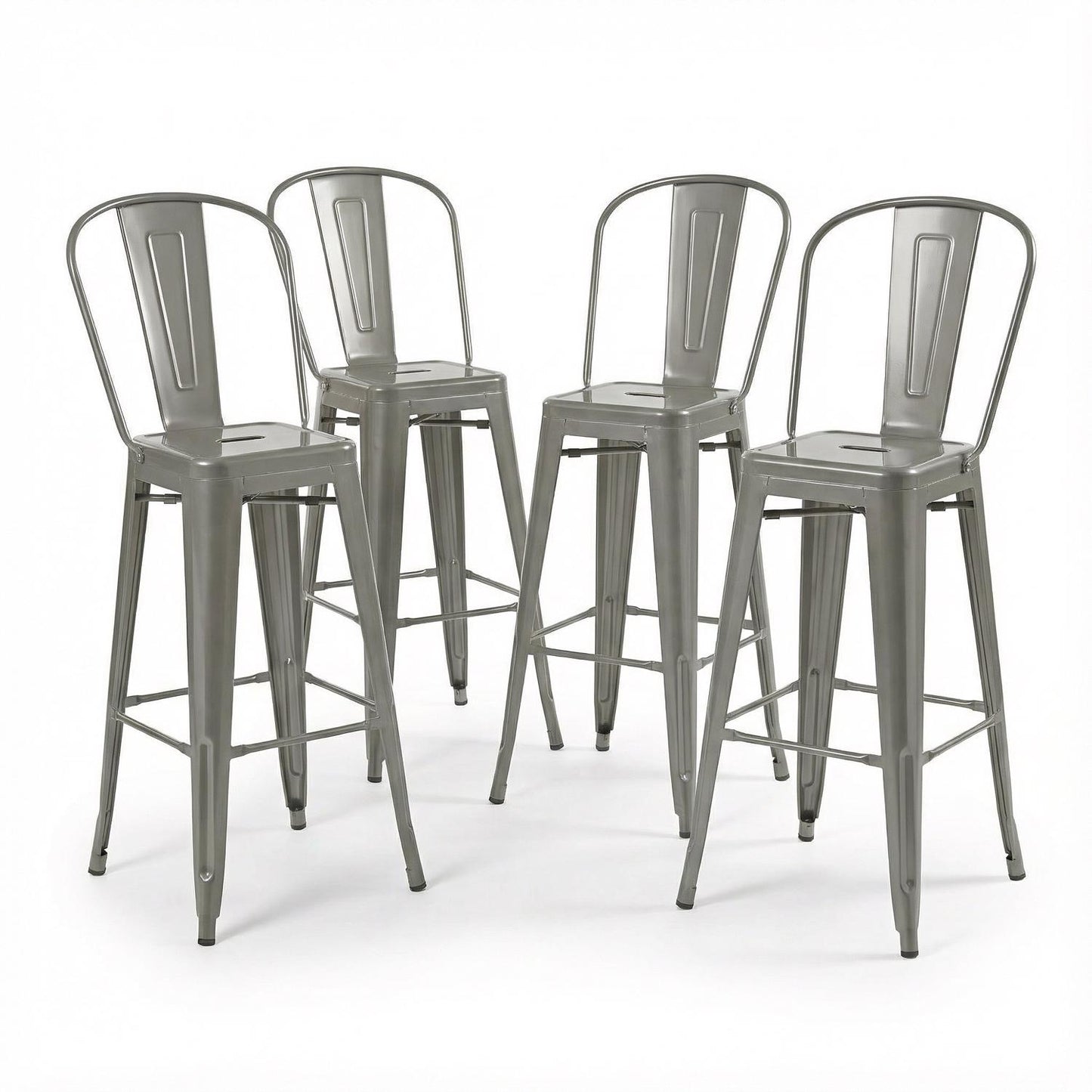 Bistro Pack of 4 30" Silver Bar Chairs – Stylish & Durable