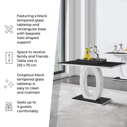 Giovani Rectangular Grey and White High Gloss Glass 4 Seater Dining Table