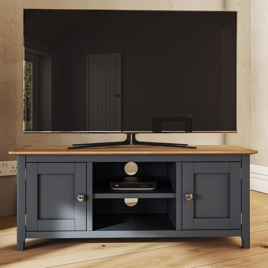 Taberno Oak 2 Door TV Unit Graphite Blue
