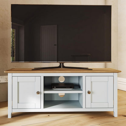 Taberno Oak 2 Door TV Unit in Linen White