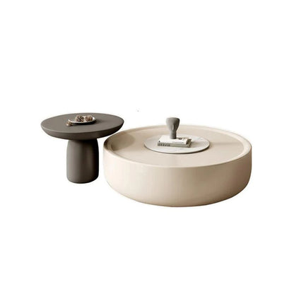Eudora Modern Nesting Coffee Table Set With TV Stand, Cream And Grey