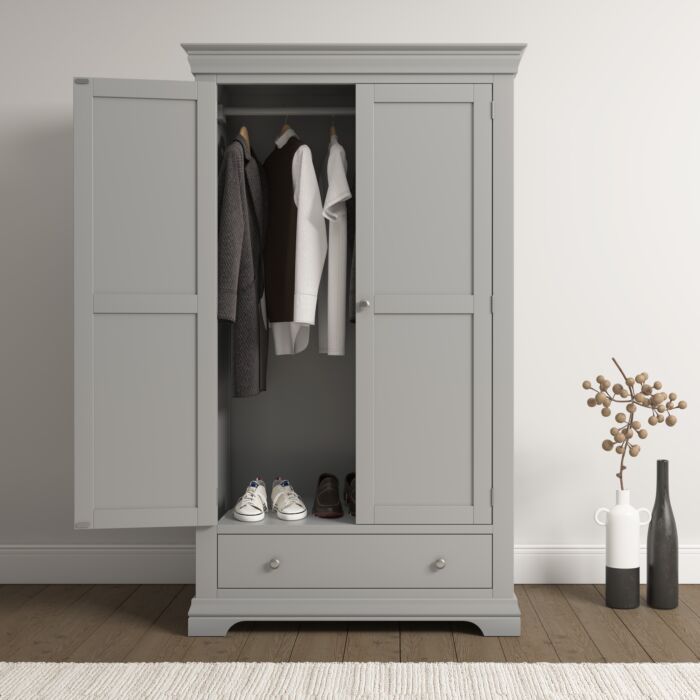 Bordeaux 2 Door Wardrobe Pebble Grey Modern Storage Solution