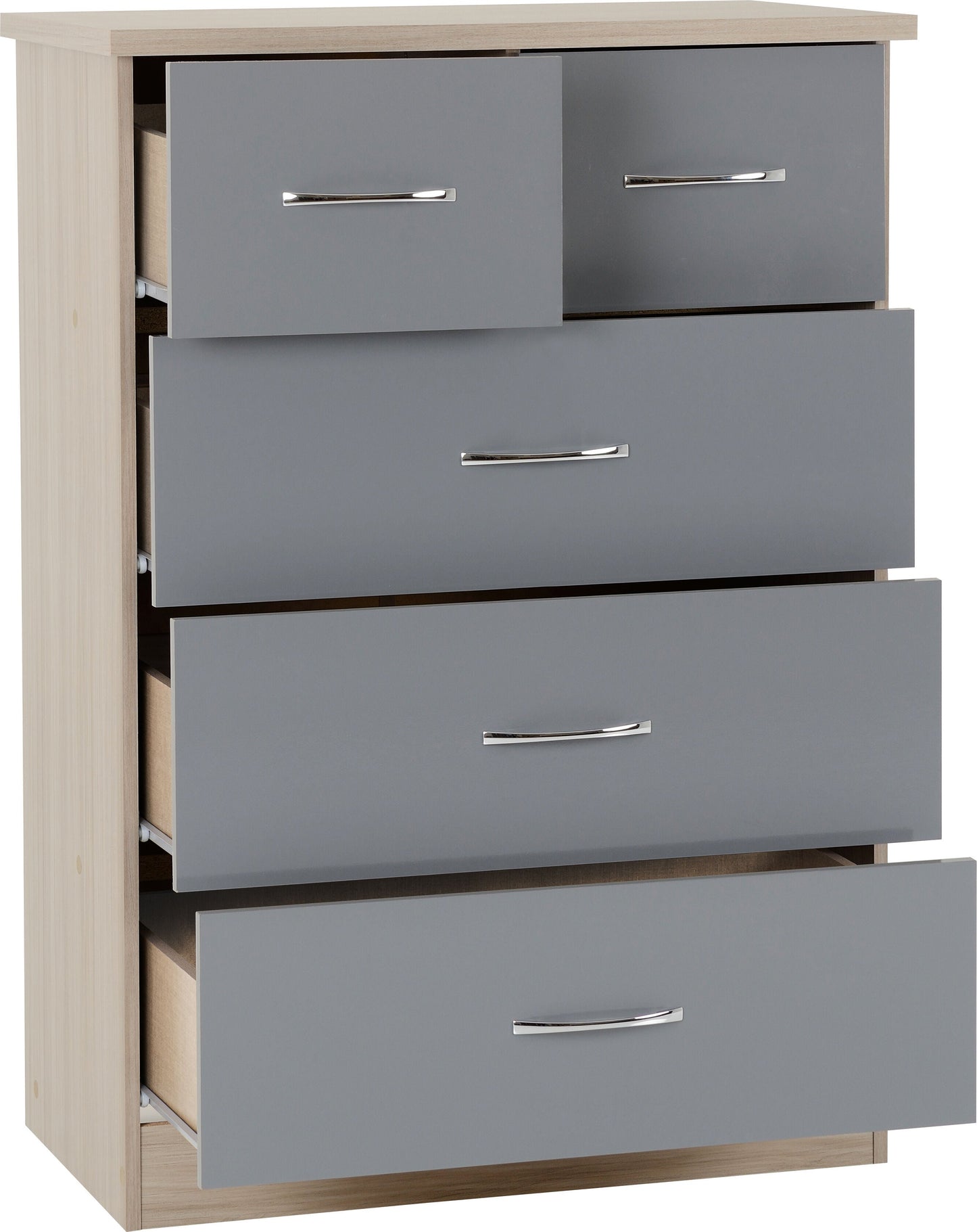 Nevada 2 Door 1 Drawer Wardrobe - Grey Gloss/Oak Effect