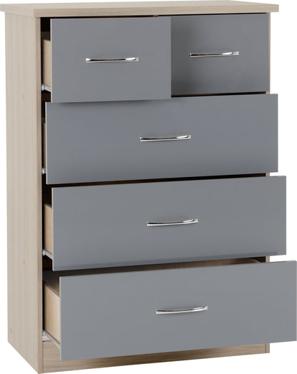 Nevada 2 Door 1 Drawer Wardrobe - Grey Gloss/Oak Effect