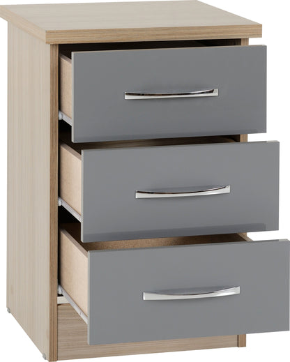 Nevada 2 Door 1 Drawer Wardrobe - Grey Gloss/Oak Effect