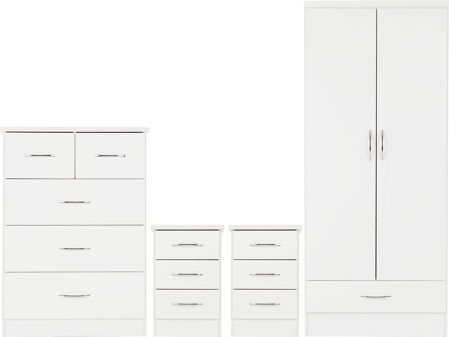 Nevada 2 Door 1 Drawer Wardrobe - White Gloss