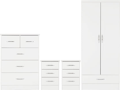Nevada 2 Door 1 Drawer Wardrobe - White Gloss