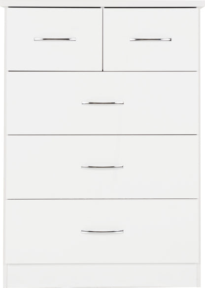 Nevada 2 Door 1 Drawer Wardrobe - White Gloss