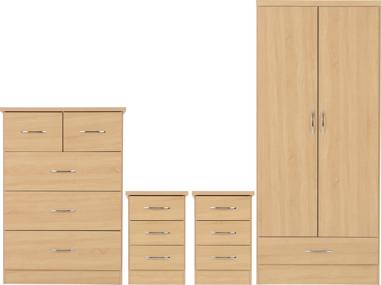 Nevada 2 Door 1 Drawer Wardrobe - Sonoma Oak Effect