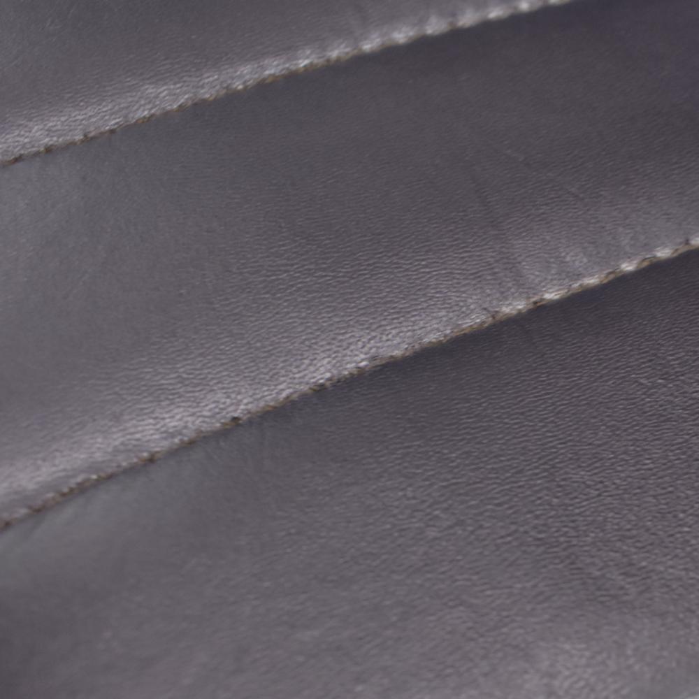 Artisan Grey Leather Bench with Black Iron Frame