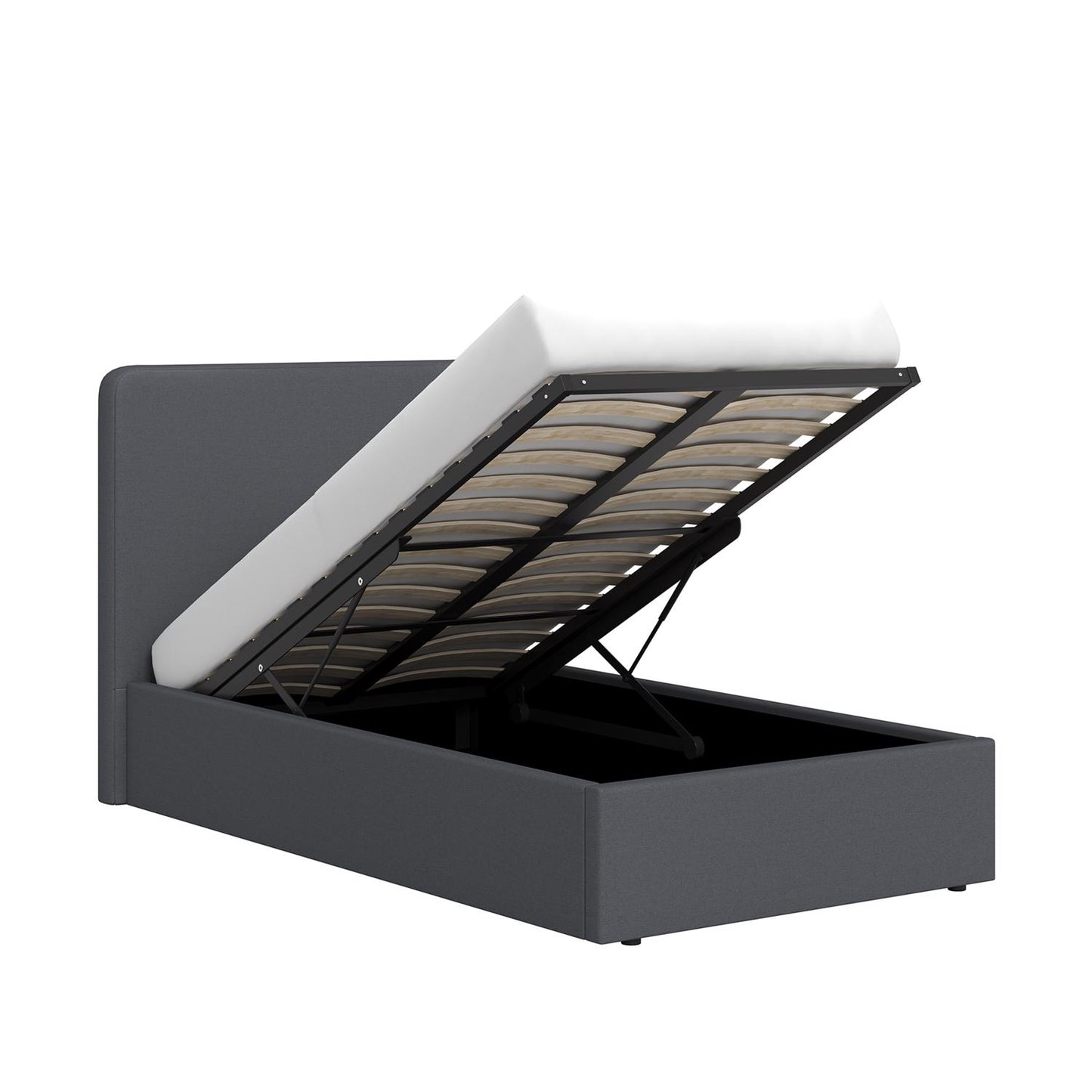 Grey Fabric Single Ottoman Storage Bedframe