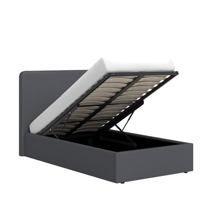 Grey Fabric Single Ottoman Storage Bedframe