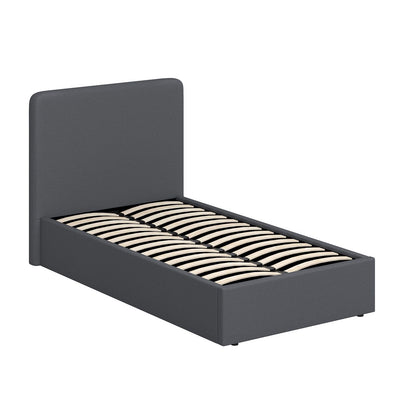 Grey Fabric Single Ottoman Storage Bedframe