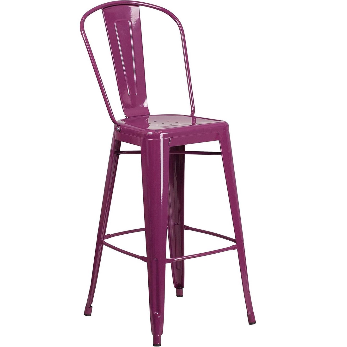 Blake 24" Industrial Style Bar Stool Chair, Purple – Set of 4