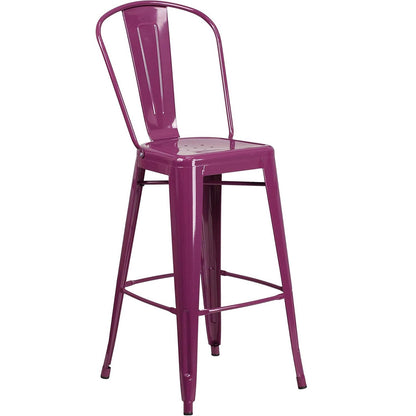 Blake 24" Industrial Style Bar Stool Chair, Purple – Set of 4