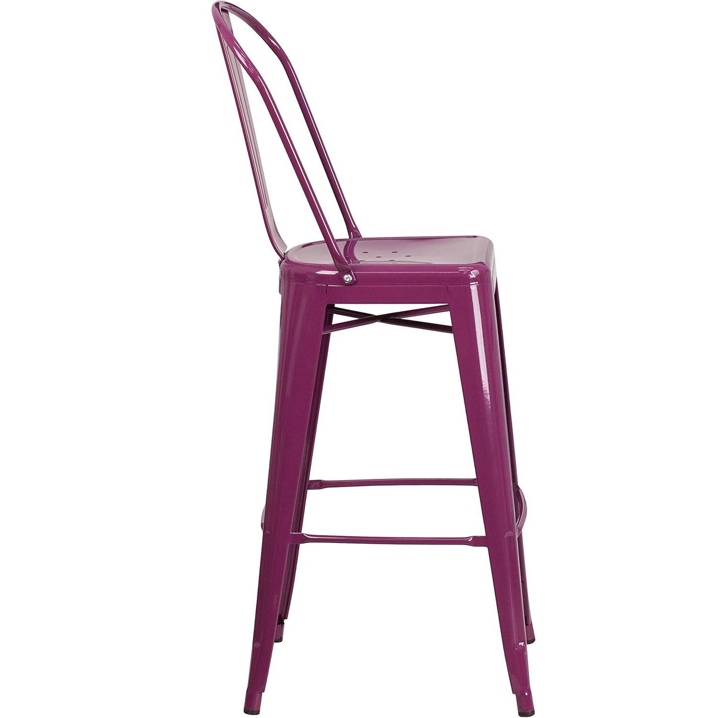 Blake 24" Industrial Style Bar Stool Chair, Purple – Set of 4