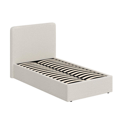 Beige Fabric Single Ottoman Storage Bedframe